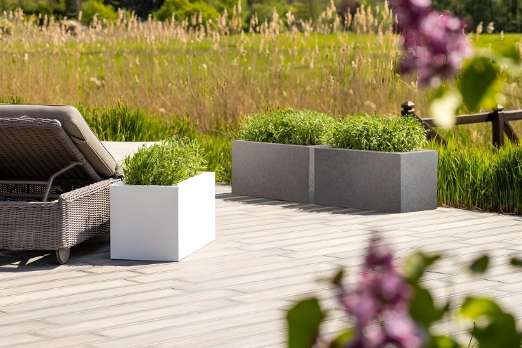 Ogrodowe donice ozdobne Lungo 75 cm efekt kamienia